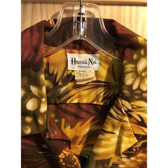 Hawaii Nei Honolulu Vintage Men’s XL Orange Floral Shirt Sleeve Button Shirt - Picture 2 of 12